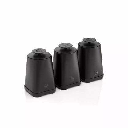Swan Swan Stealth Bread Bin & Canisters Kitchen Storage Set (Matt Black)