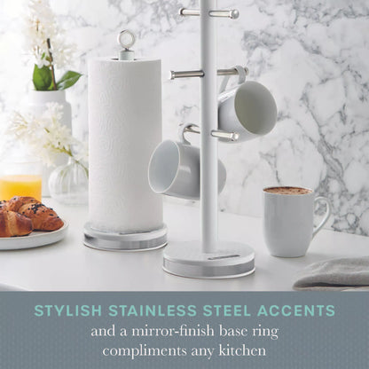 Swan Swan Elegance Bread Bin, Canisters, Mug Tree & Towel Pole Storage Set (White)