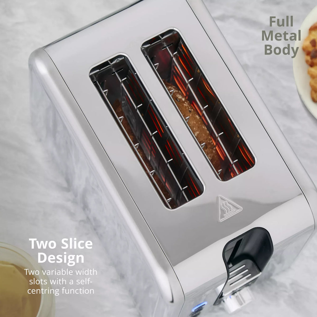 Swan Swan Solace Jug Kettle & 2 Slice Toaster Kitchen Set (Silver Stainless Steel)