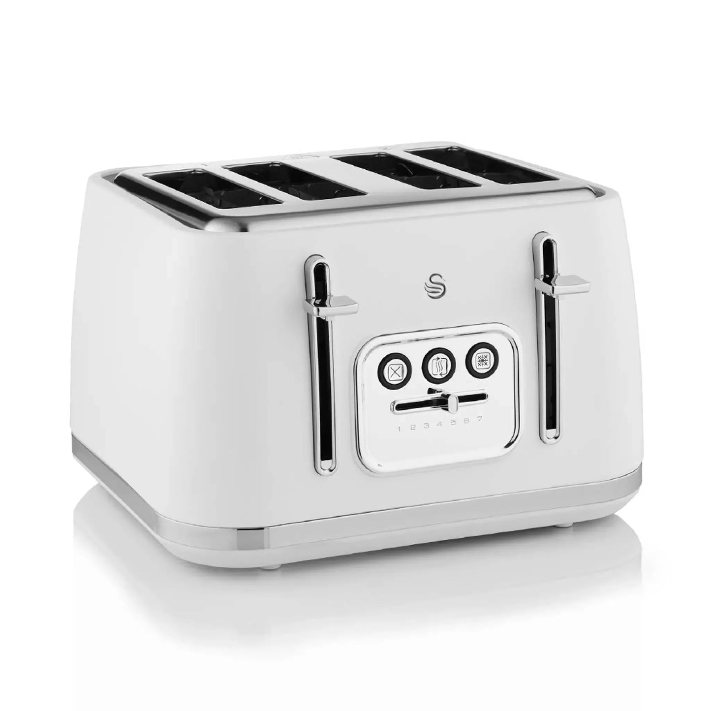 Swan Swan Serenity Kettle, 4 Slice Toaster, Bread Bin & Canisters Kitchen Set (White)