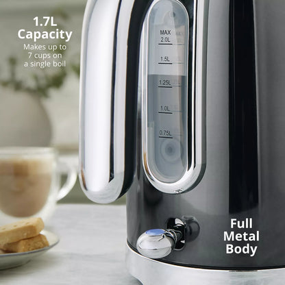 Swan Swan Solace Jug Kettle & 2 Slice Toaster Kitchen Set (Graphite)