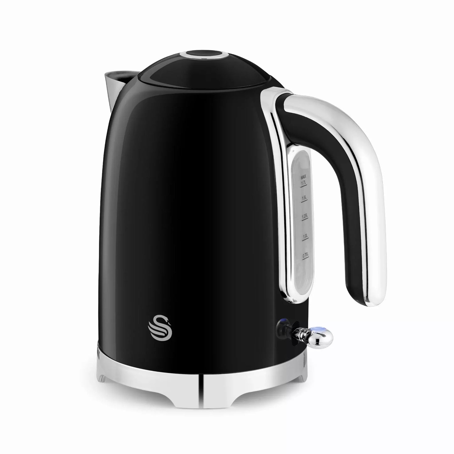 Swan Swan Solace Jug Kettle, 2 Slice Toaster, Bread Bin & Canisters Kitchen Set (Black)