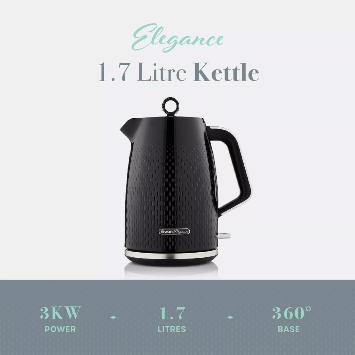 Swan Swan Elegance Kettle & 4 Slice Toaster Kitchen Set (Black)