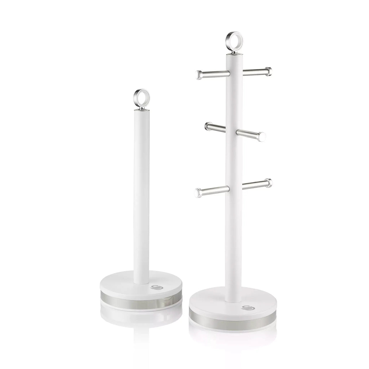 Swan Serenity Kettle, 4 Slice Toaster, Bread Bin, Canisters, Mug Tree & Towel Pole Set (White)