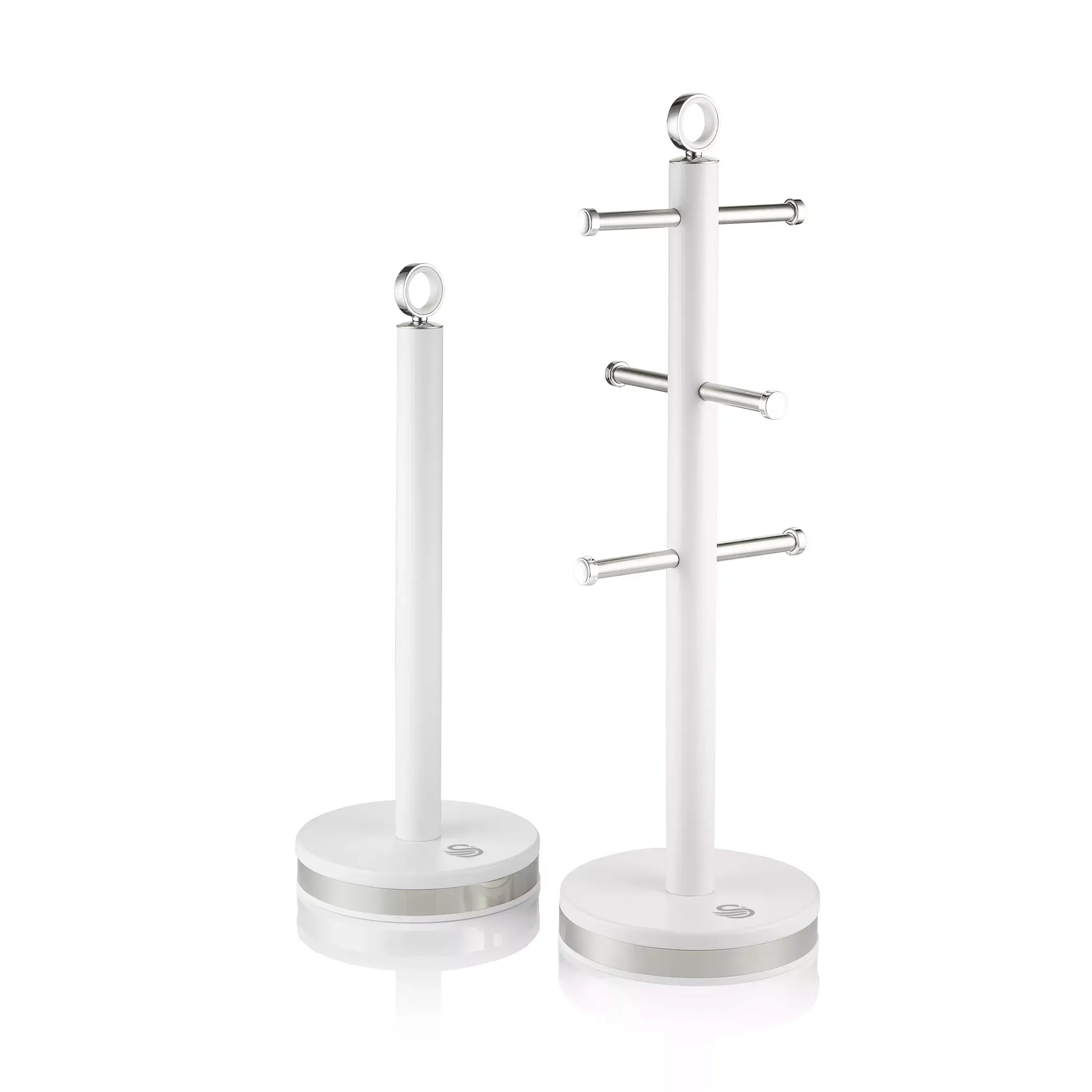Swan Swan Serenity Bread Bin, Canisters, Mug Tree & Towel Pole Kitchen Storage Set (White)