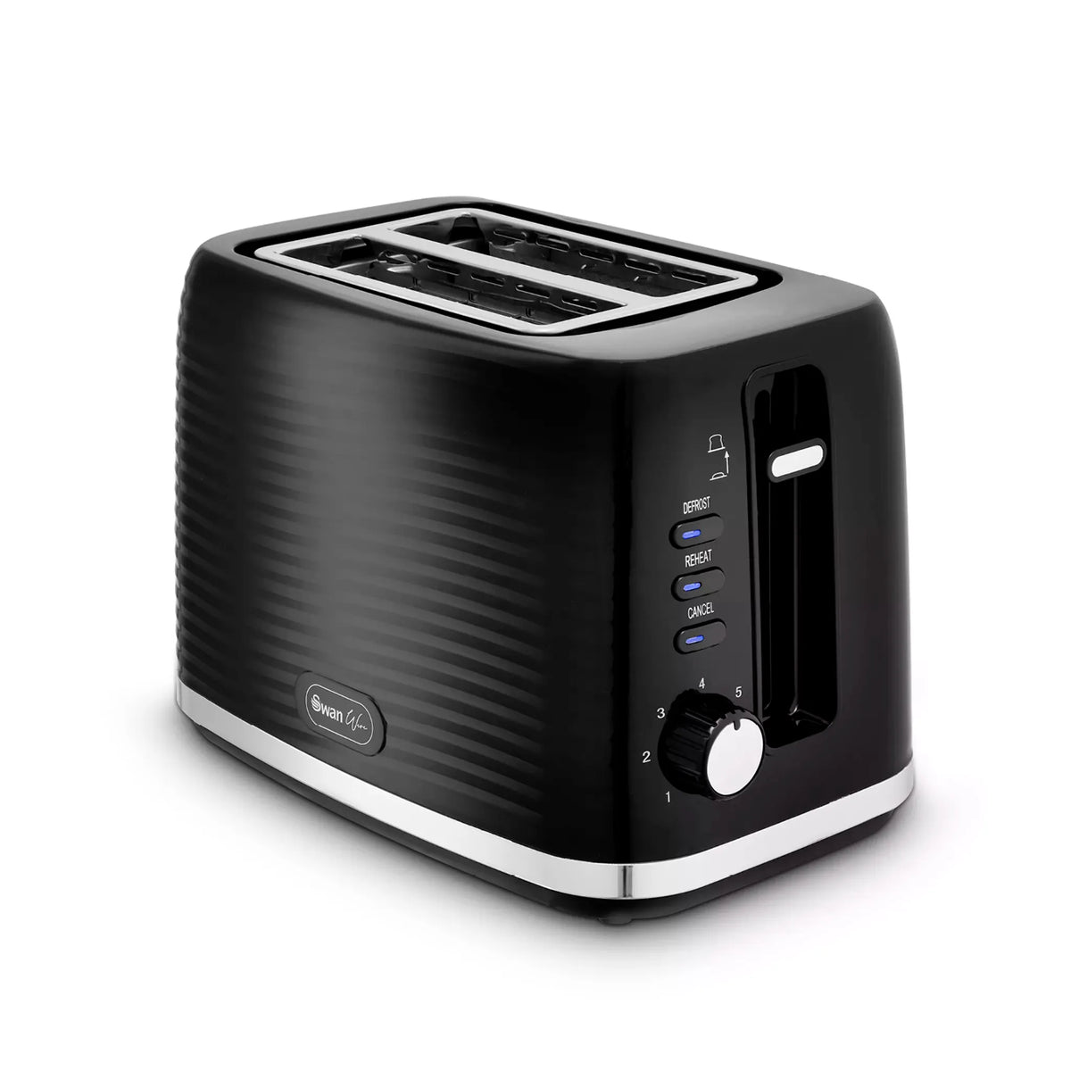 Swan Swan Wave Kettle & 2 Slice Toaster Kitchen Set (Black)