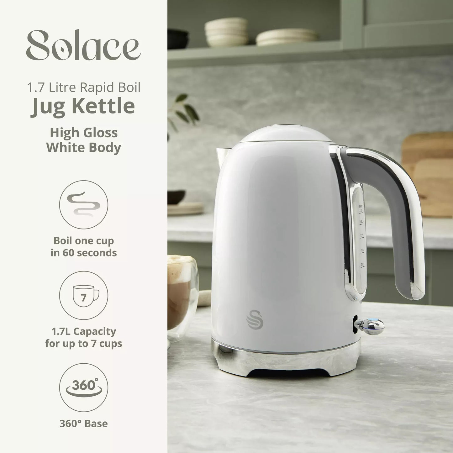 Swan Swan Solace Jug Kettle & 2 Slice Toaster Kitchen Set (White)