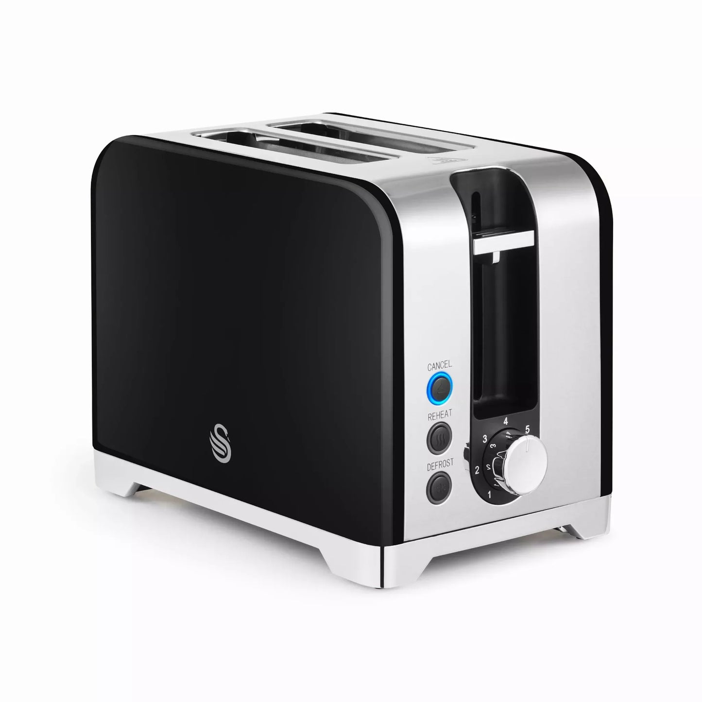 Swan Swan Solace Jug Kettle, 2 Slice Toaster, Bread Bin & Canisters Kitchen Set (Black)