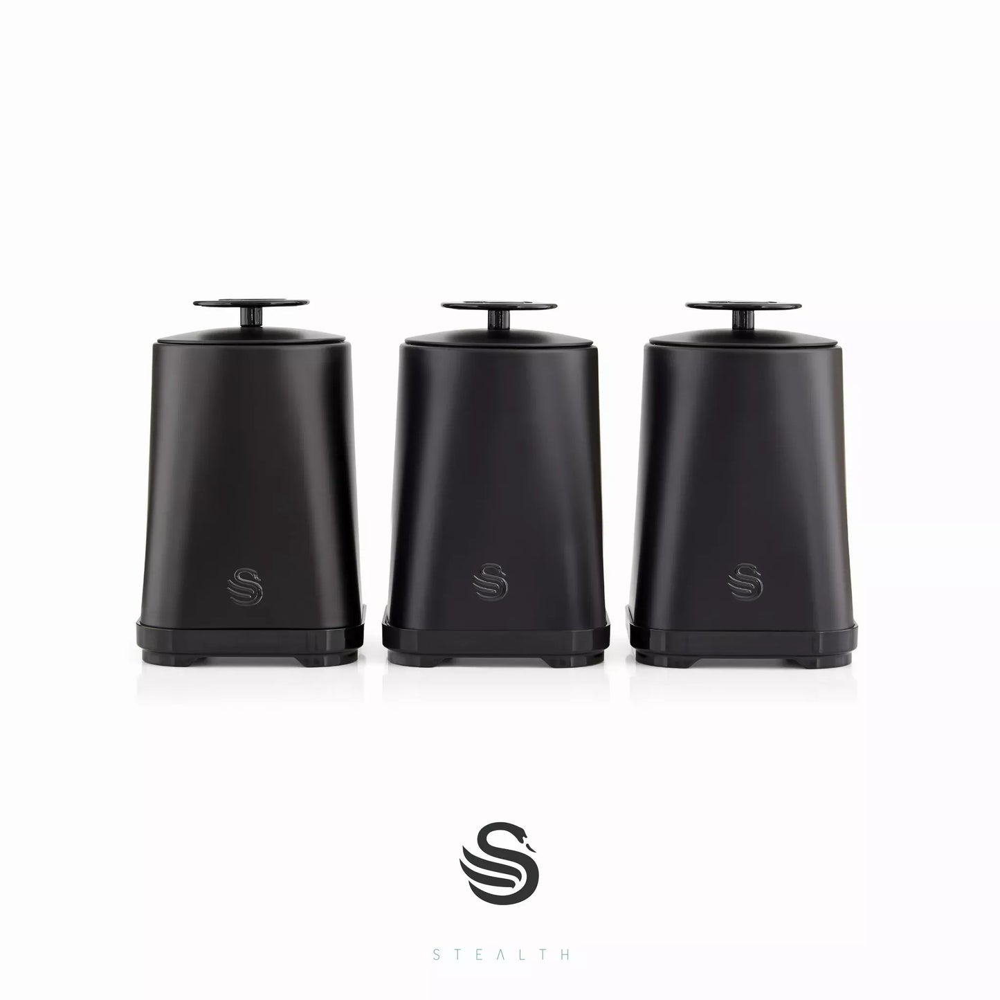 Swan Swan Stealth Bread Bin & Canisters Kitchen Storage Set (Matt Black)
