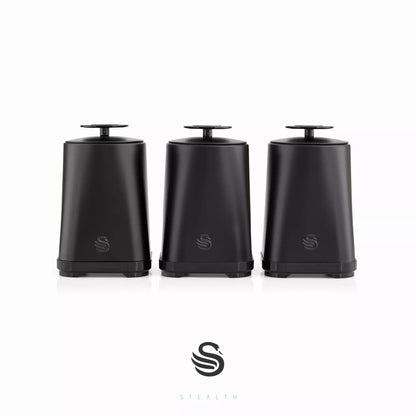 Swan Swan Stealth Bread Bin & Canisters Kitchen Storage Set (Matt Black)