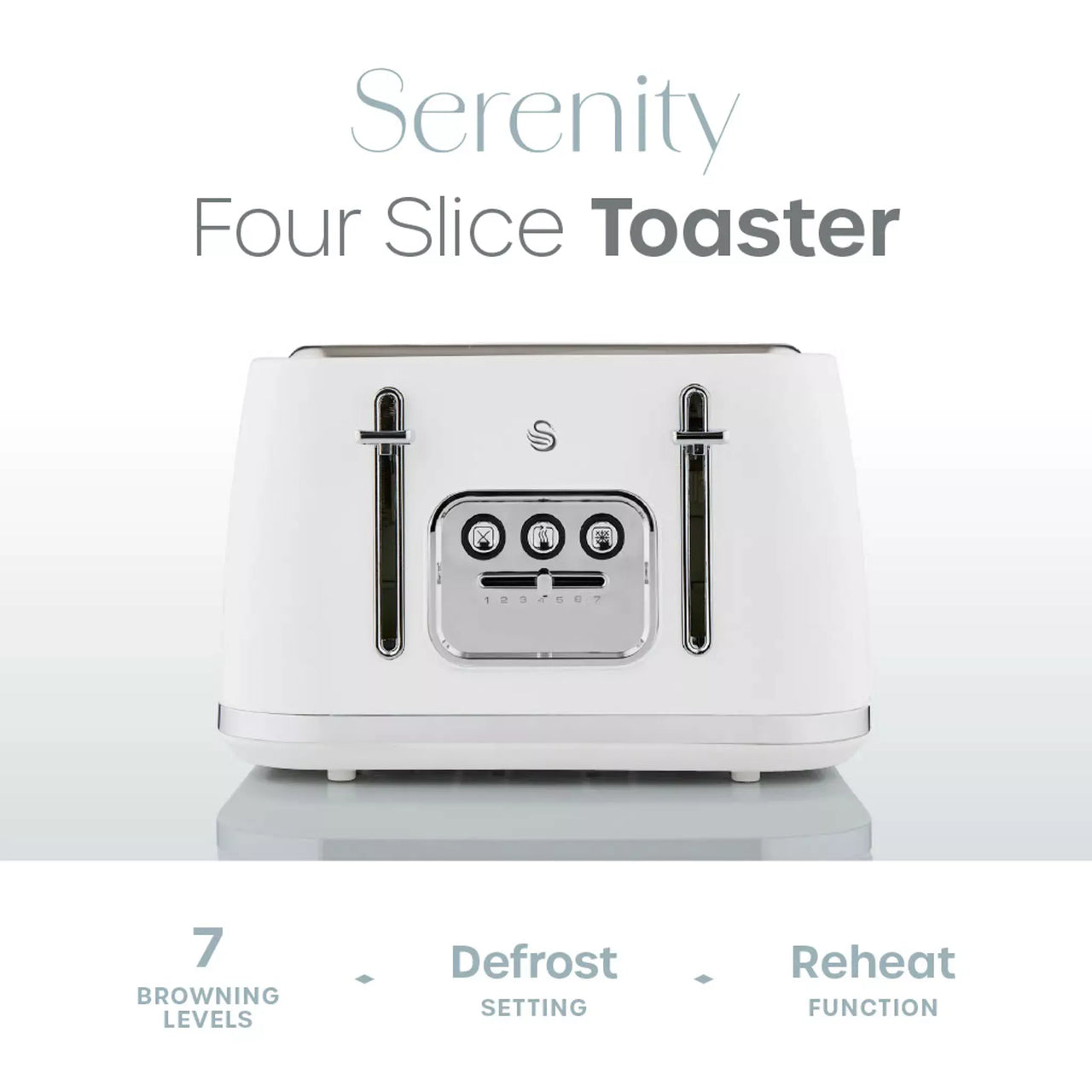 Swan Serenity Kettle, 4 Slice Toaster, Bread Bin, Canisters, Mug Tree & Towel Pole Set (White)