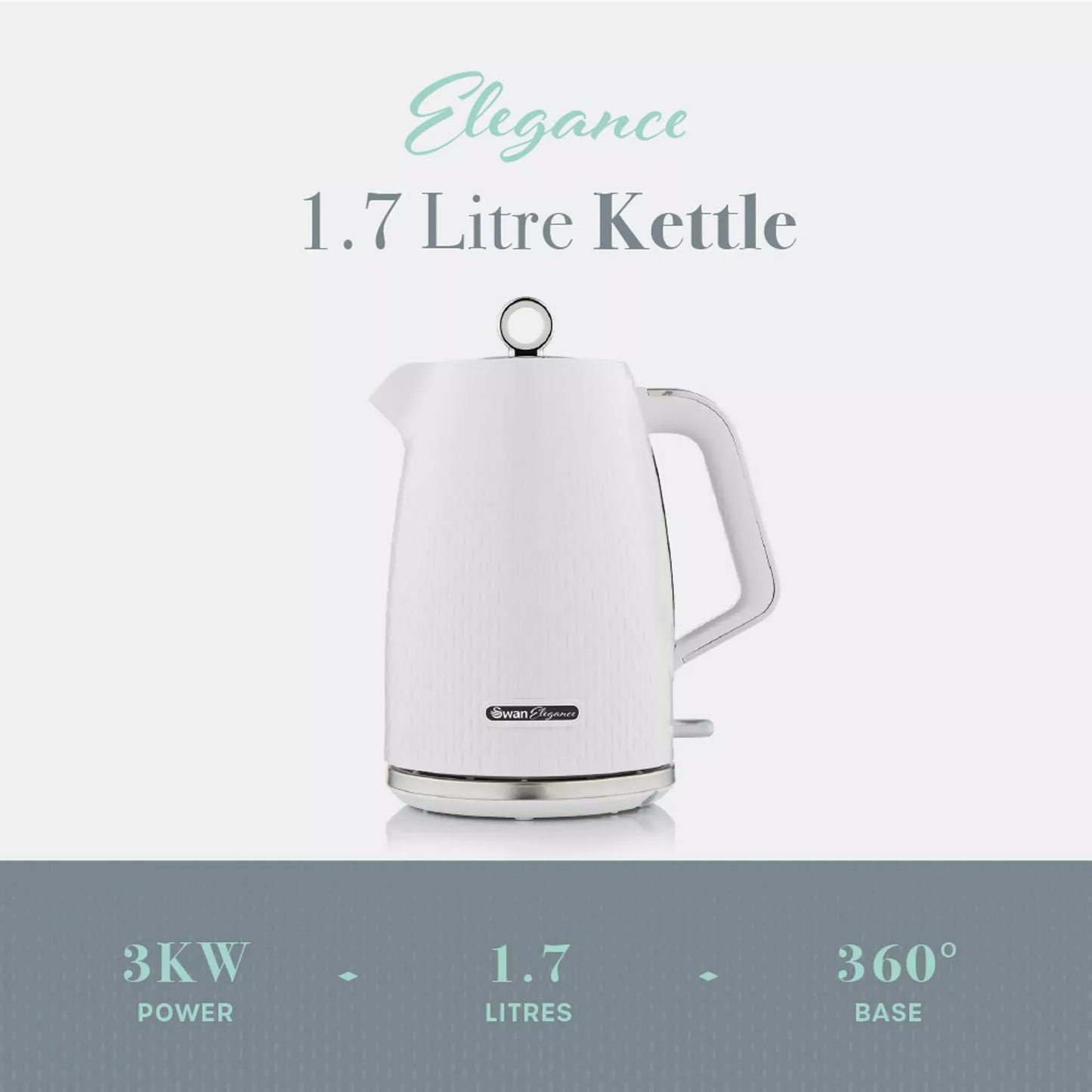 Swan Swan Elegance Kettle, 4 Slice Toaster, Bread Bin, Canisters, Towel Pole & Mug Tree Set (White)