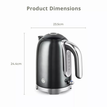 Swan Swan Solace Jug Kettle & 2 Slice Toaster Kitchen Set (Graphite)