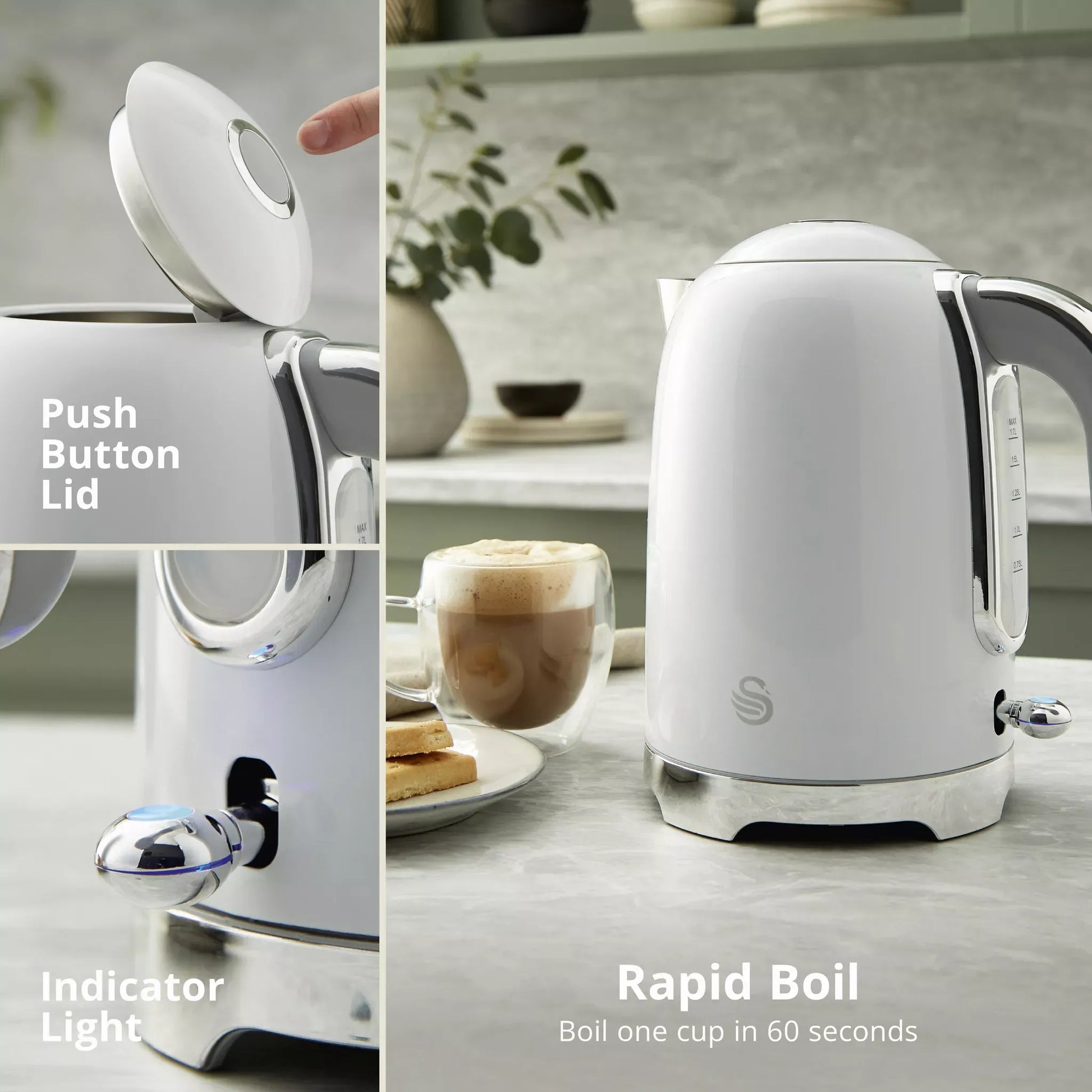 Swan Swan Solace Jug Kettle & 2 Slice Toaster Kitchen Set (White)