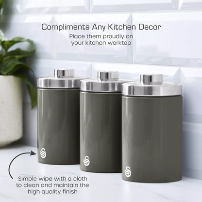 Swan Swan Townhouse Bread Bin, Canisters, Towel Pole & Mug Tree Set (Graphite)