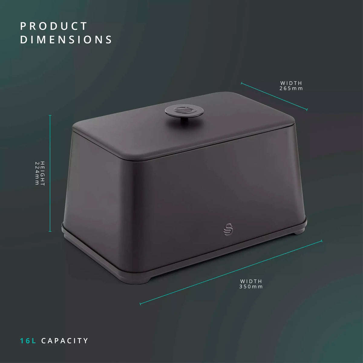 Swan Swan Stealth Bread Bin & Canisters Kitchen Storage Set (Matt Black)