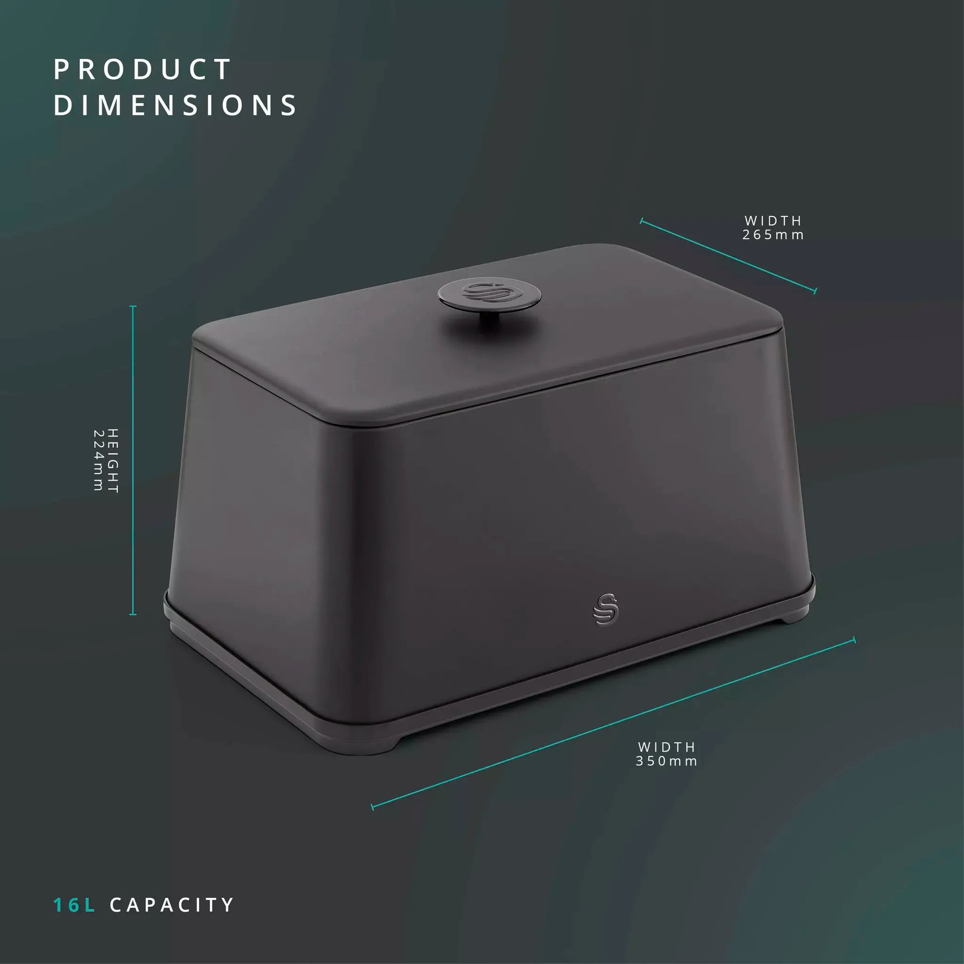 Swan Swan Stealth Bread Bin & Canisters Kitchen Storage Set (Matt Black)