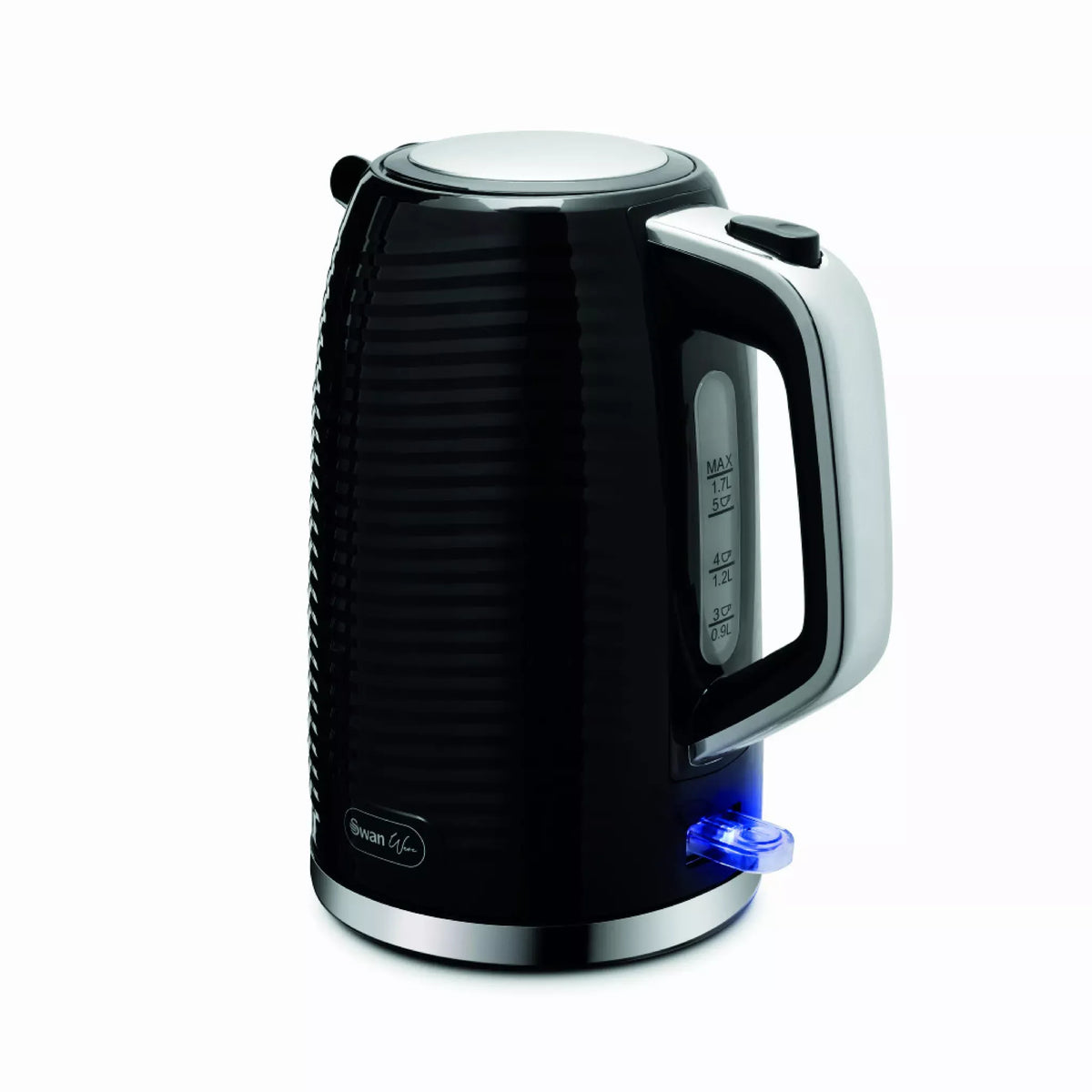 Swan Swan Wave Kettle & 2 Slice Toaster Kitchen Set (Black)
