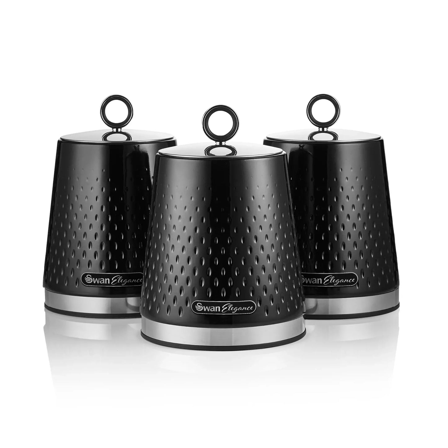 Swan Swan Elegance Kettle, Toaster, Bread Bin, Canisters, Mug Tree & Towel Pole Set (Black)