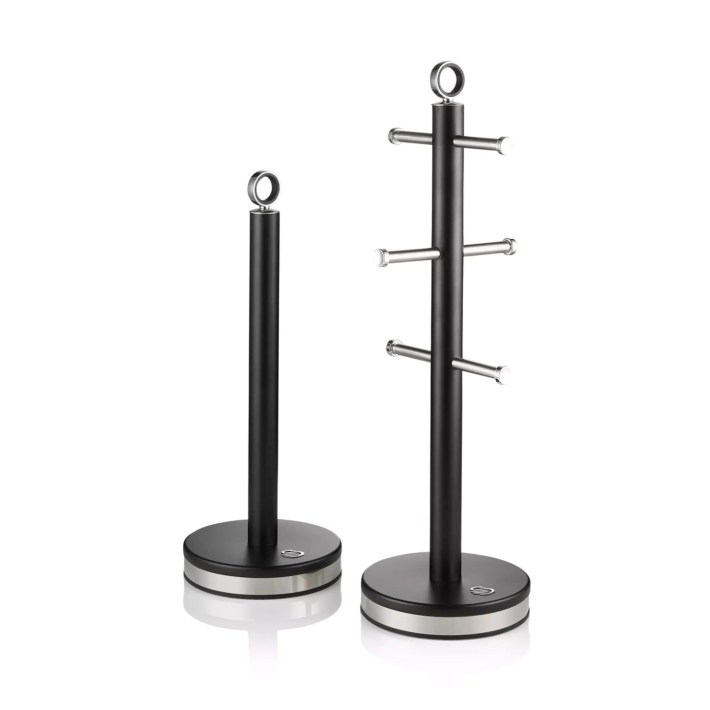 Swan Swan Serenity Bread Bin, Canisters, Mug Tree & Towel Pole Set (Black)