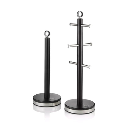 Swan Swan Serenity Bread Bin, Canisters, Mug Tree & Towel Pole Set (Black)