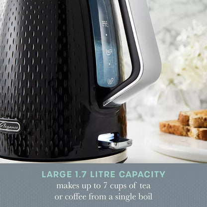 Swan Swan Elegance Kettle & 4 Slice Toaster Kitchen Set (Black)