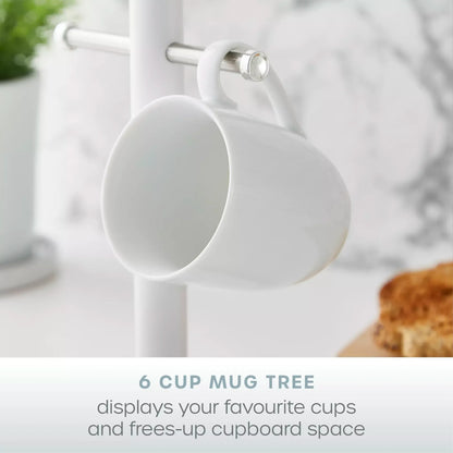 Swan Swan Serenity Bread Bin, Canisters, Mug Tree & Towel Pole Kitchen Storage Set (White)