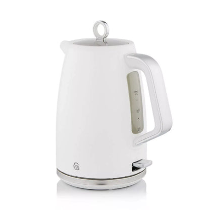 Swan Swan Serenity Kettle, 4 Slice Toaster, Bread Bin & Canisters Kitchen Set (White)