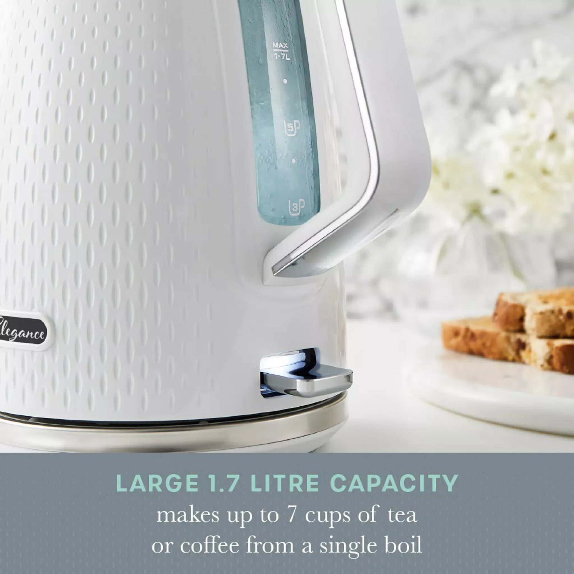 Swan Swan Elegance Kettle, 4 Slice Toaster, Bread Bin, Canisters, Towel Pole & Mug Tree Set (White)