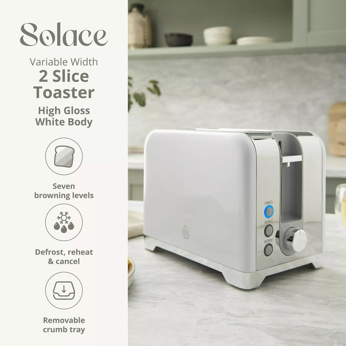 Swan Swan Solace Jug Kettle & 2 Slice Toaster Kitchen Set (White)