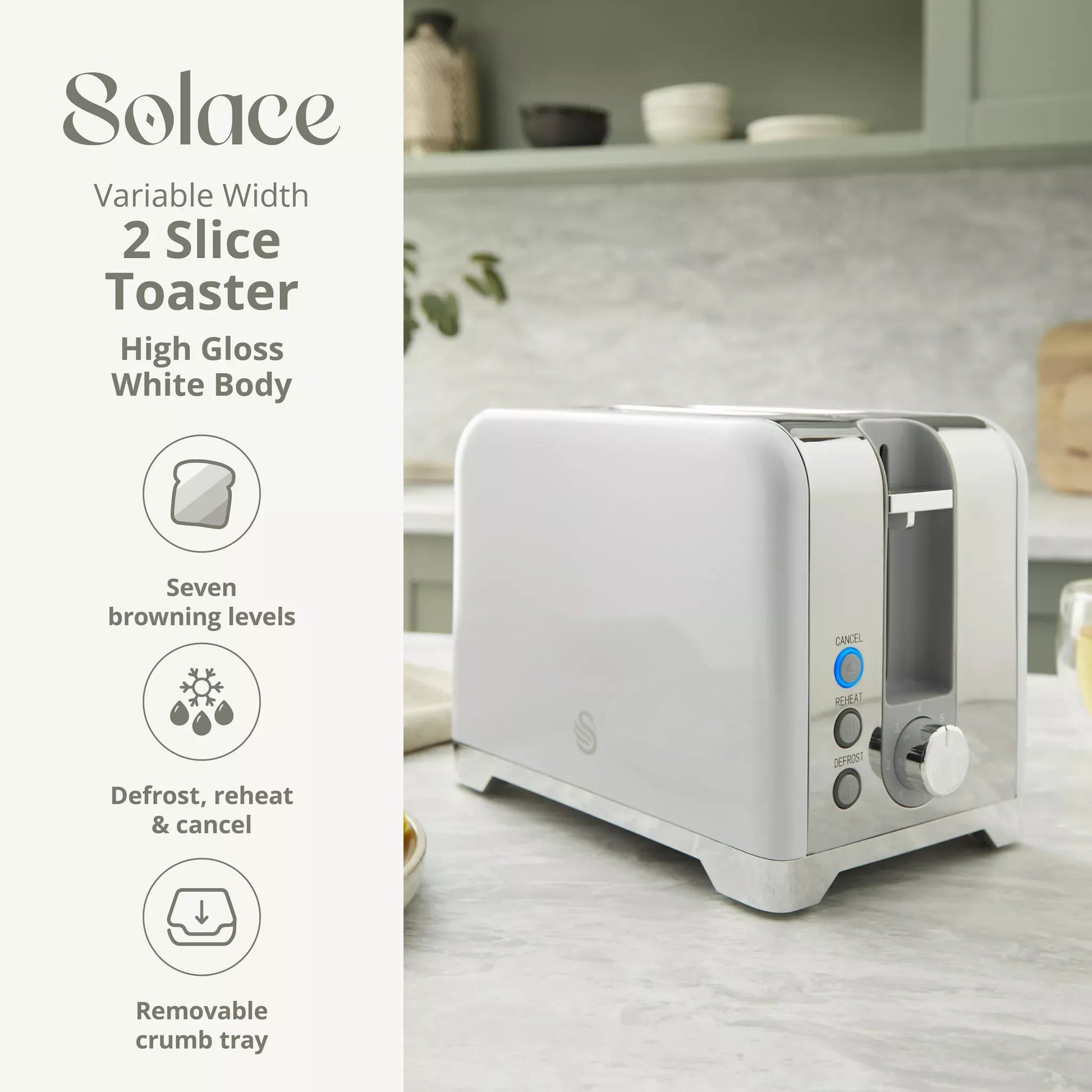 Swan Swan Solace Jug Kettle & 2 Slice Toaster Kitchen Set (White)