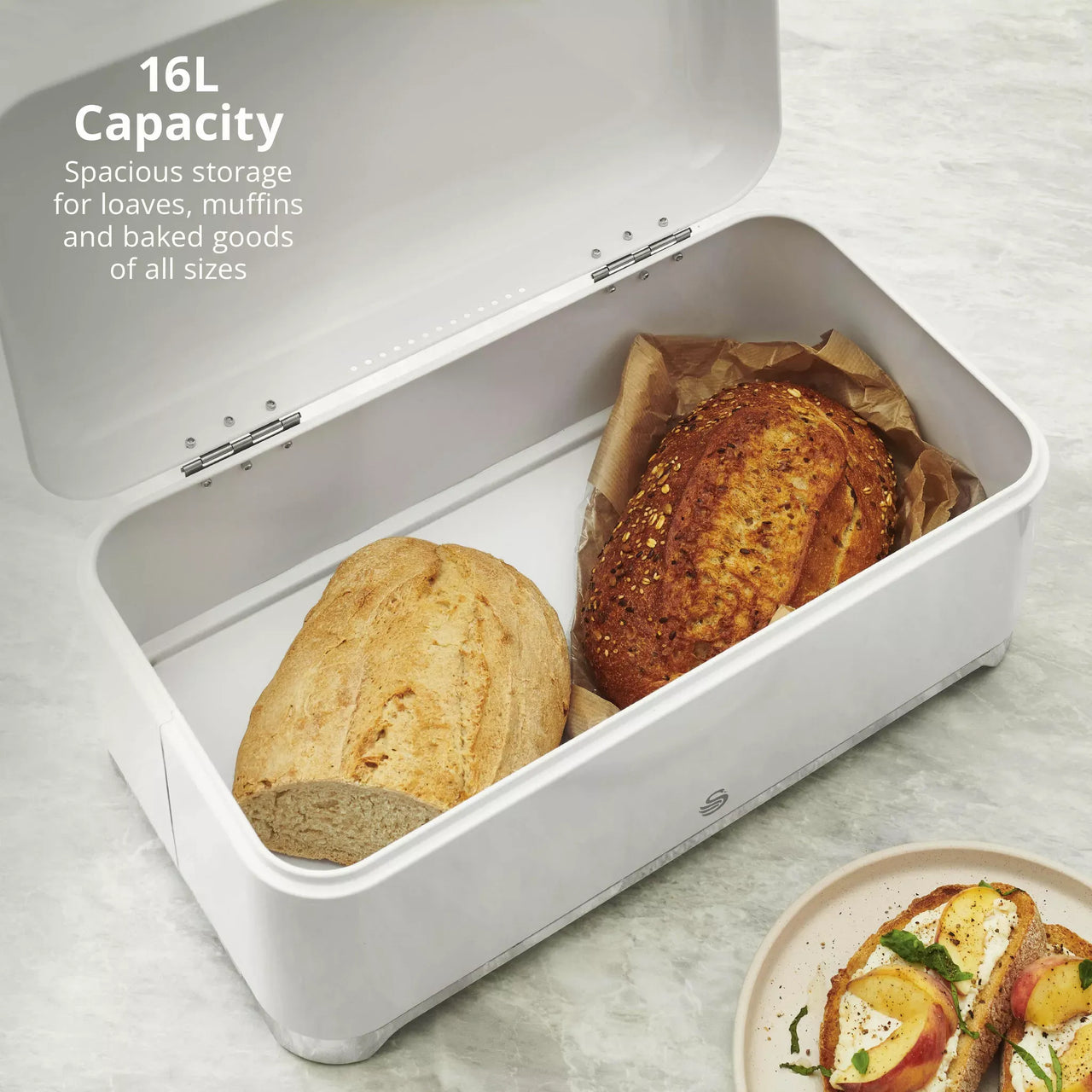 Swan Solace Jug Kettle, 2 Slice Toaster, Bread Bin & Canisters Kitchen Set (White)