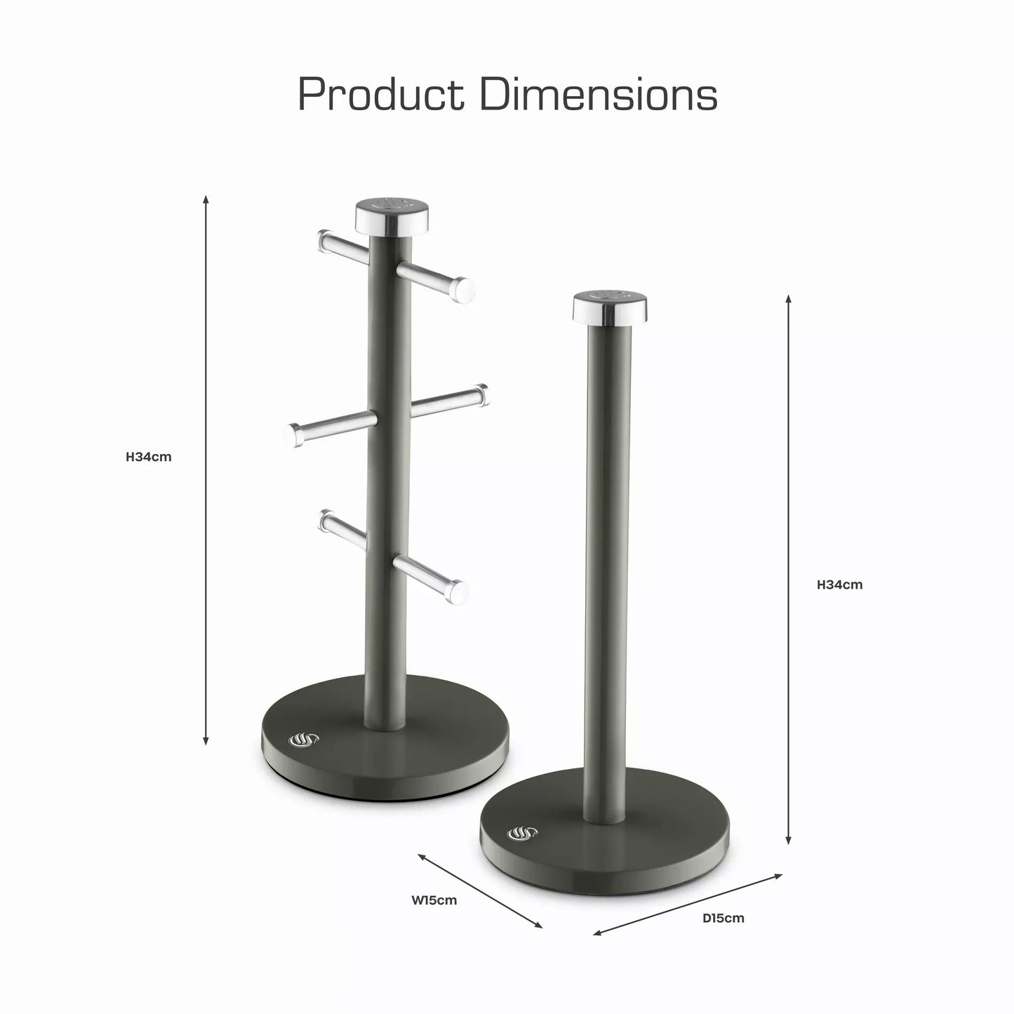 Swan Swan Townhouse Bread Bin, Canisters, Towel Pole & Mug Tree Set (Graphite)