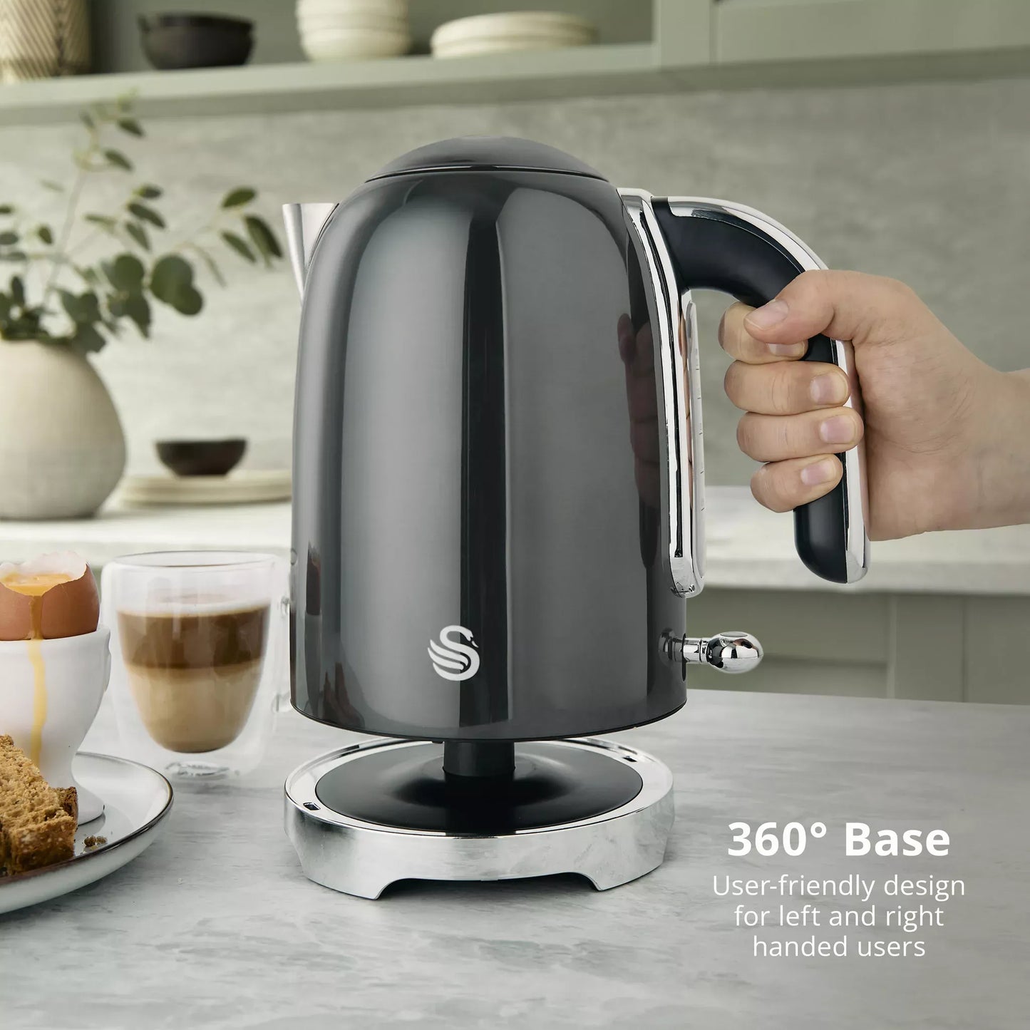 Swan Swan Solace Jug Kettle & 2 Slice Toaster Kitchen Set (Graphite)