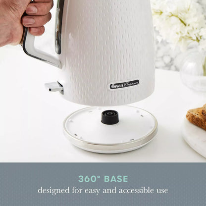 Swan Swan Elegance Kettle, 4 Slice Toaster, Bread Bin, Canisters, Towel Pole & Mug Tree Set (White)
