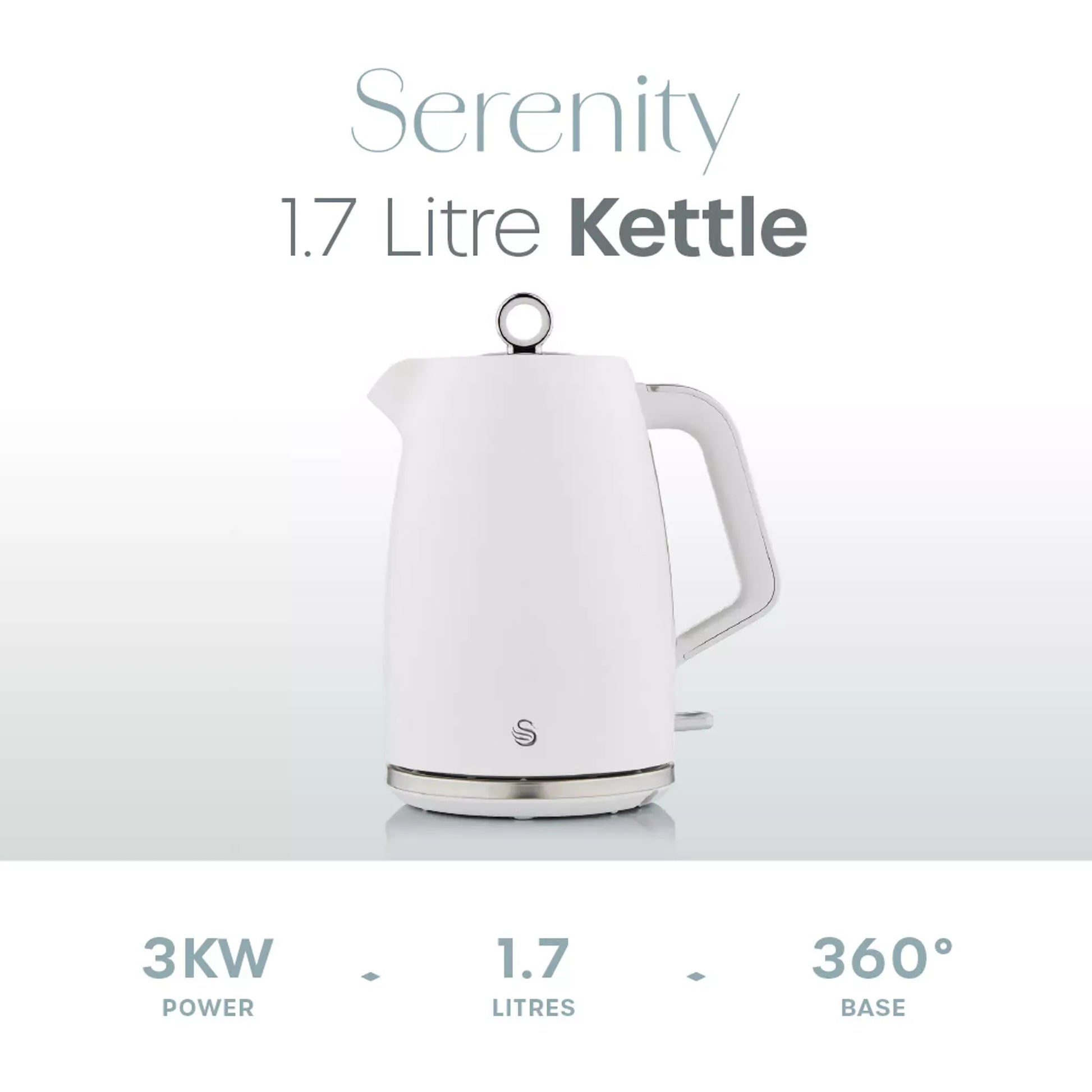 Swan Swan Serenity Kettle, 4 Slice Toaster, Bread Bin & Canisters Kitchen Set (White)