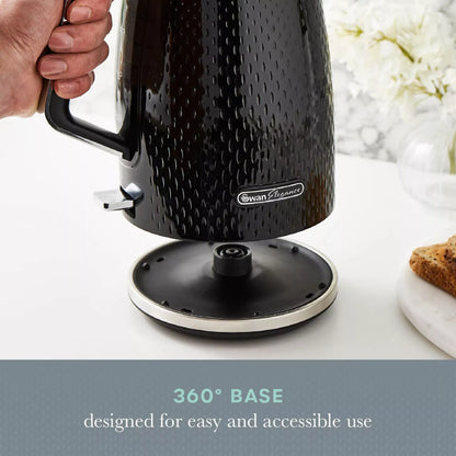 Swan Swan Elegance Kettle & 4 Slice Toaster Kitchen Set (Black)