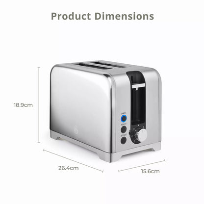 Swan Swan Solace Jug Kettle & 2 Slice Toaster Kitchen Set (Silver Stainless Steel)