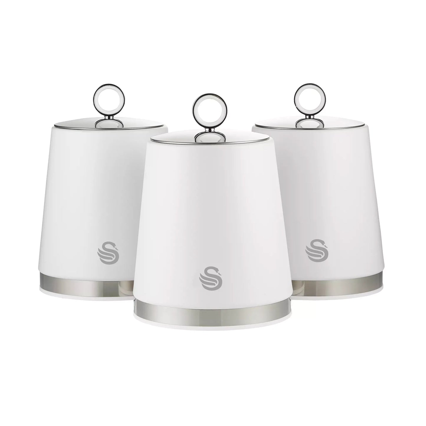Swan Swan Serenity Kettle, 4 Slice Toaster, Bread Bin & Canisters Kitchen Set (White)