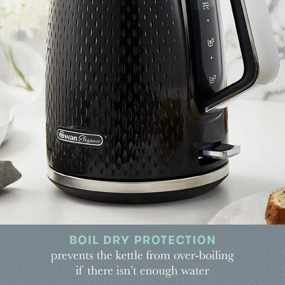 Swan Swan Elegance Kettle & 4 Slice Toaster Kitchen Set (Black)