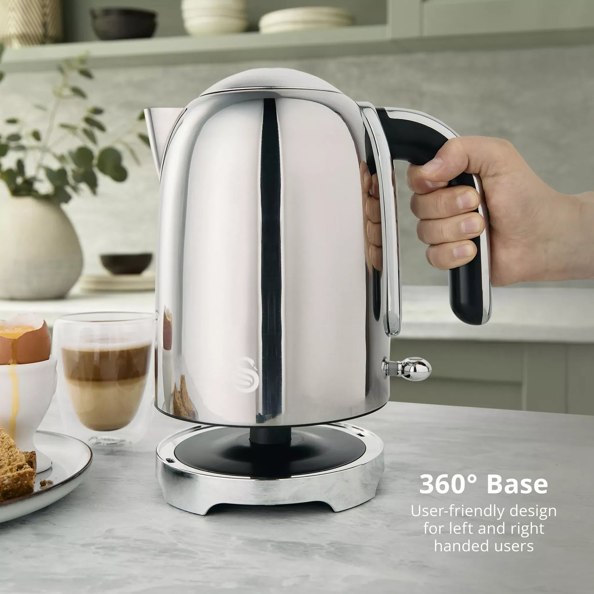 Swan Swan Solace Jug Kettle & 2 Slice Toaster Kitchen Set (Silver Stainless Steel)