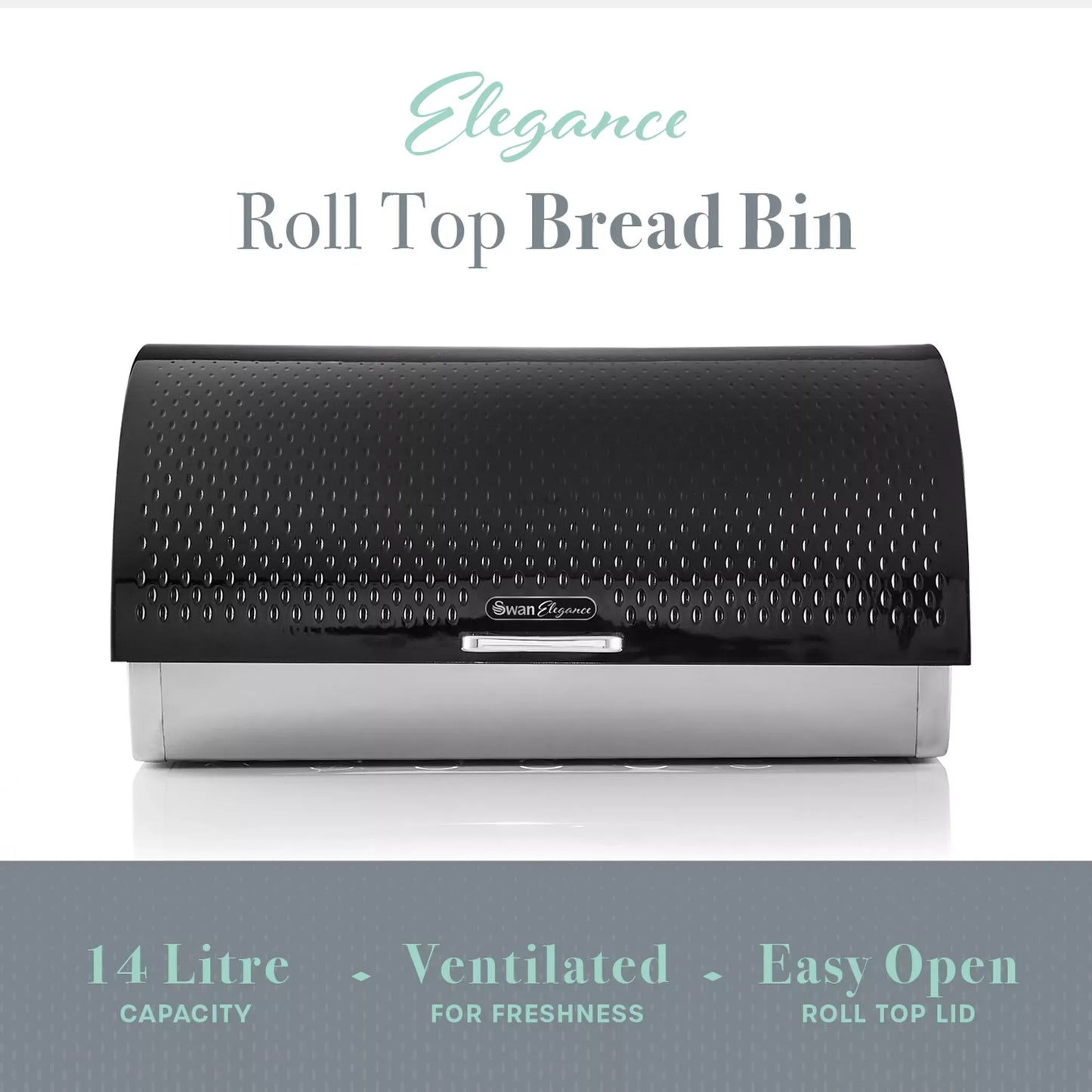 Swan Swan Elegance Kettle, Toaster, Bread Bin, Canisters, Mug Tree & Towel Pole Set (Black)