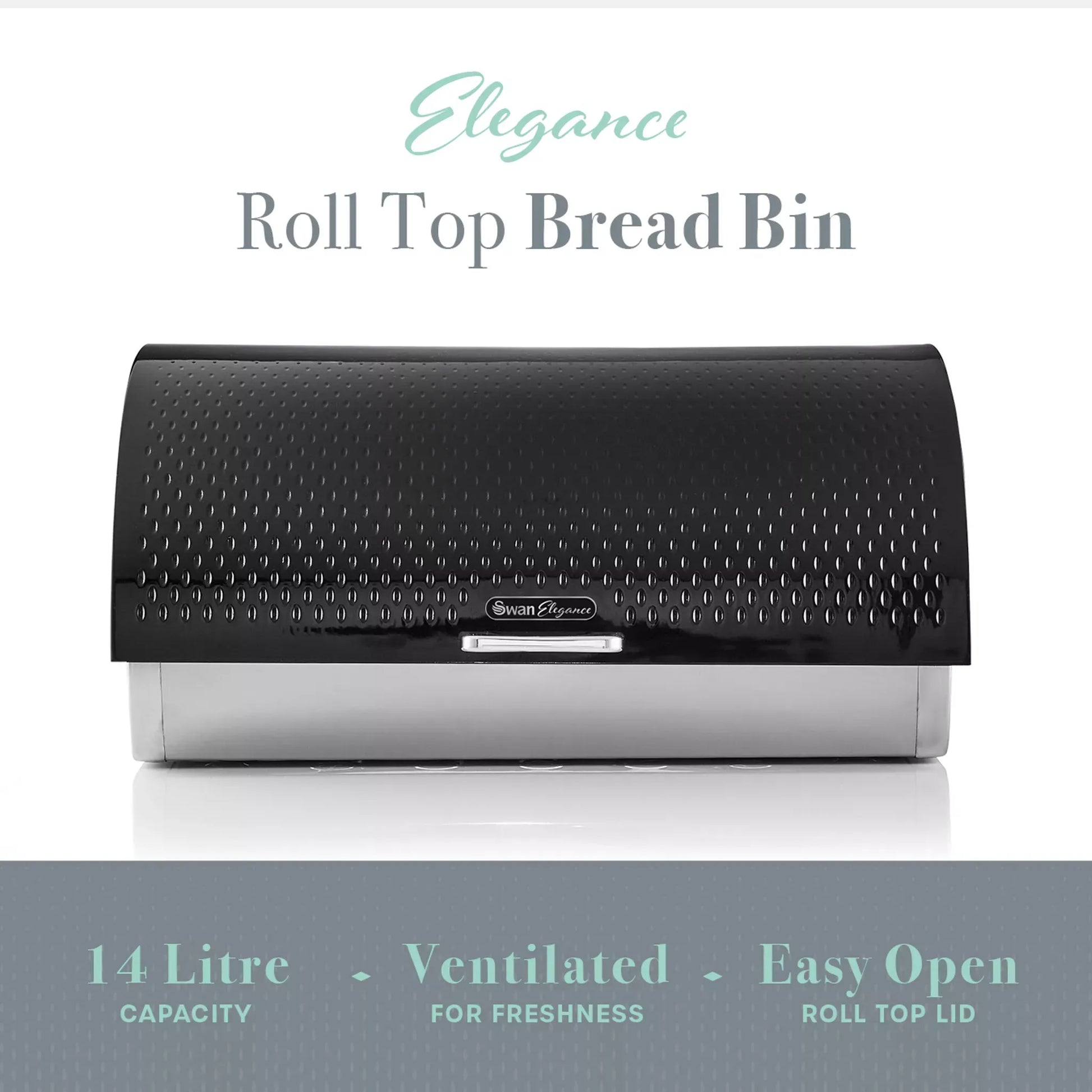 Swan Swan Elegance Kettle, Toaster, Bread Bin, Canisters, Mug Tree & Towel Pole Set (Black)