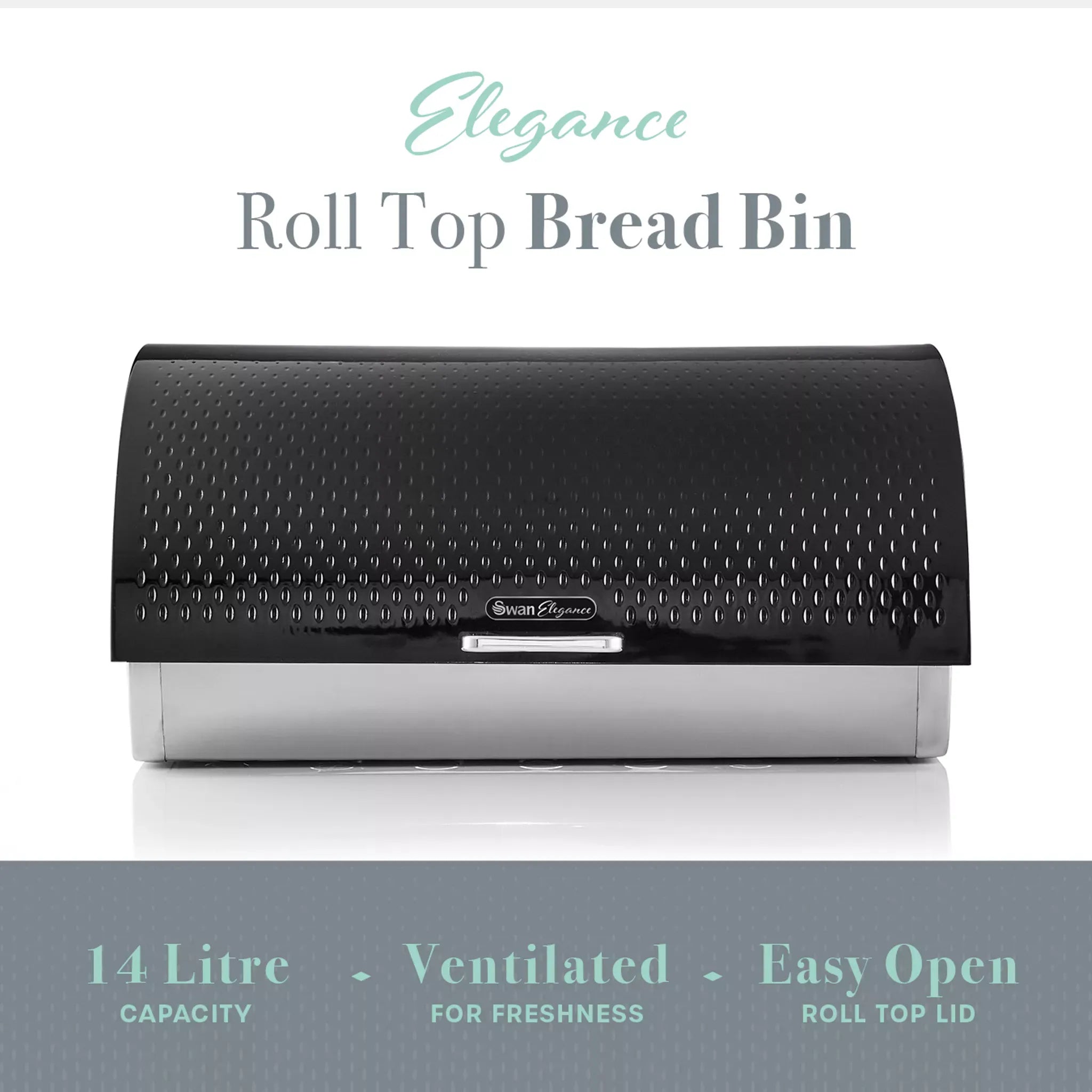 Swan Elegance Kettle, Toaster, Bread Bin, Canisters, Mug Tree & Towel Pole Set (Black)