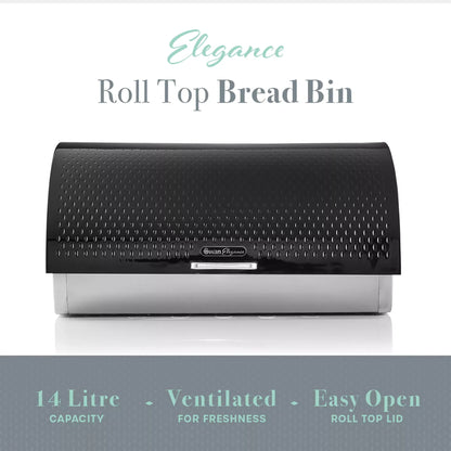 Swan Swan Elegance Kettle, Toaster, Bread Bin, Canisters, Mug Tree & Towel Pole Set (Black)