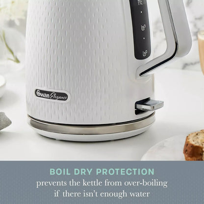 Swan Swan Elegance Kettle, 4 Slice Toaster, Bread Bin, Canisters, Towel Pole & Mug Tree Set (White)