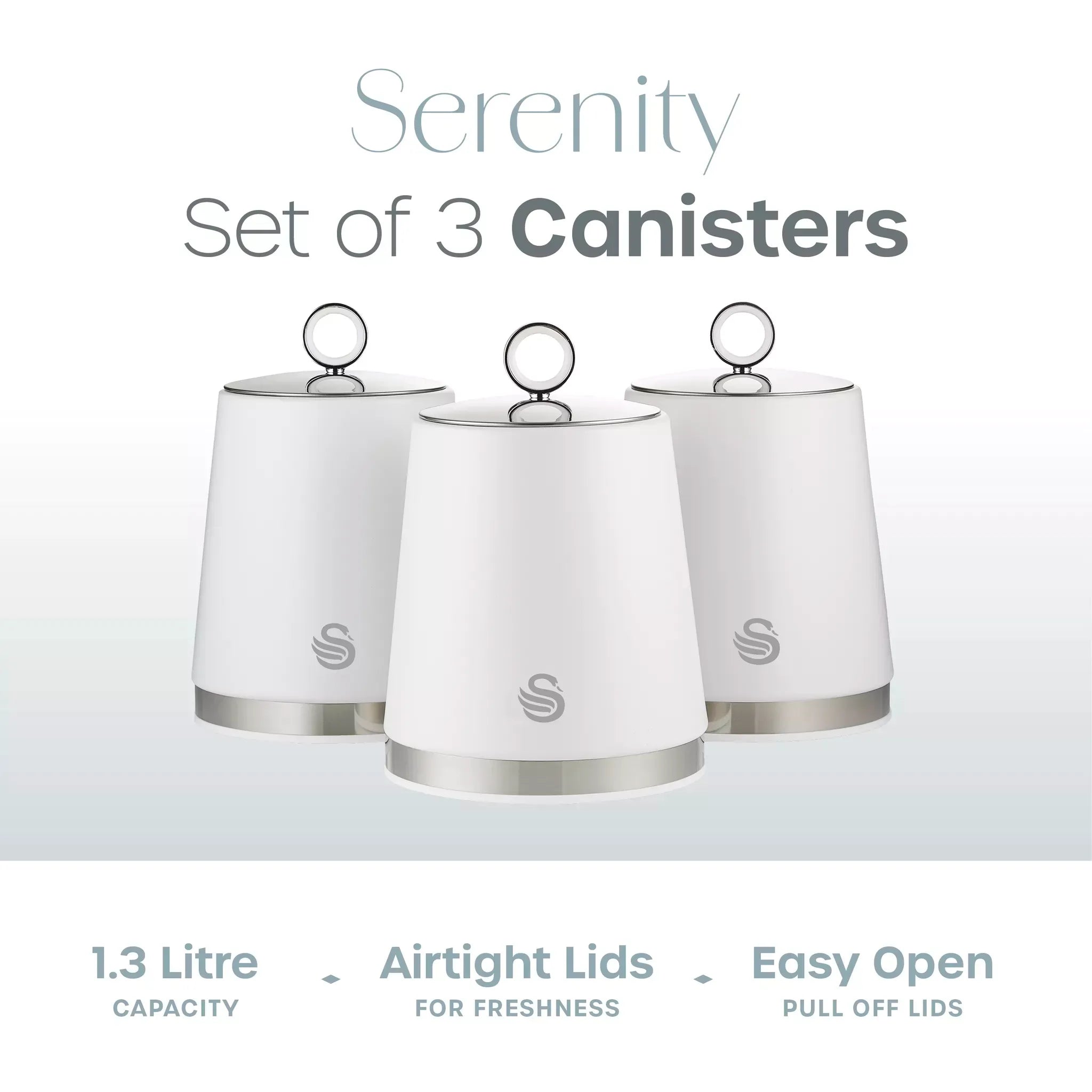 Swan Serenity Kettle, 4 Slice Toaster, Bread Bin, Canisters, Mug Tree & Towel Pole Set (White)