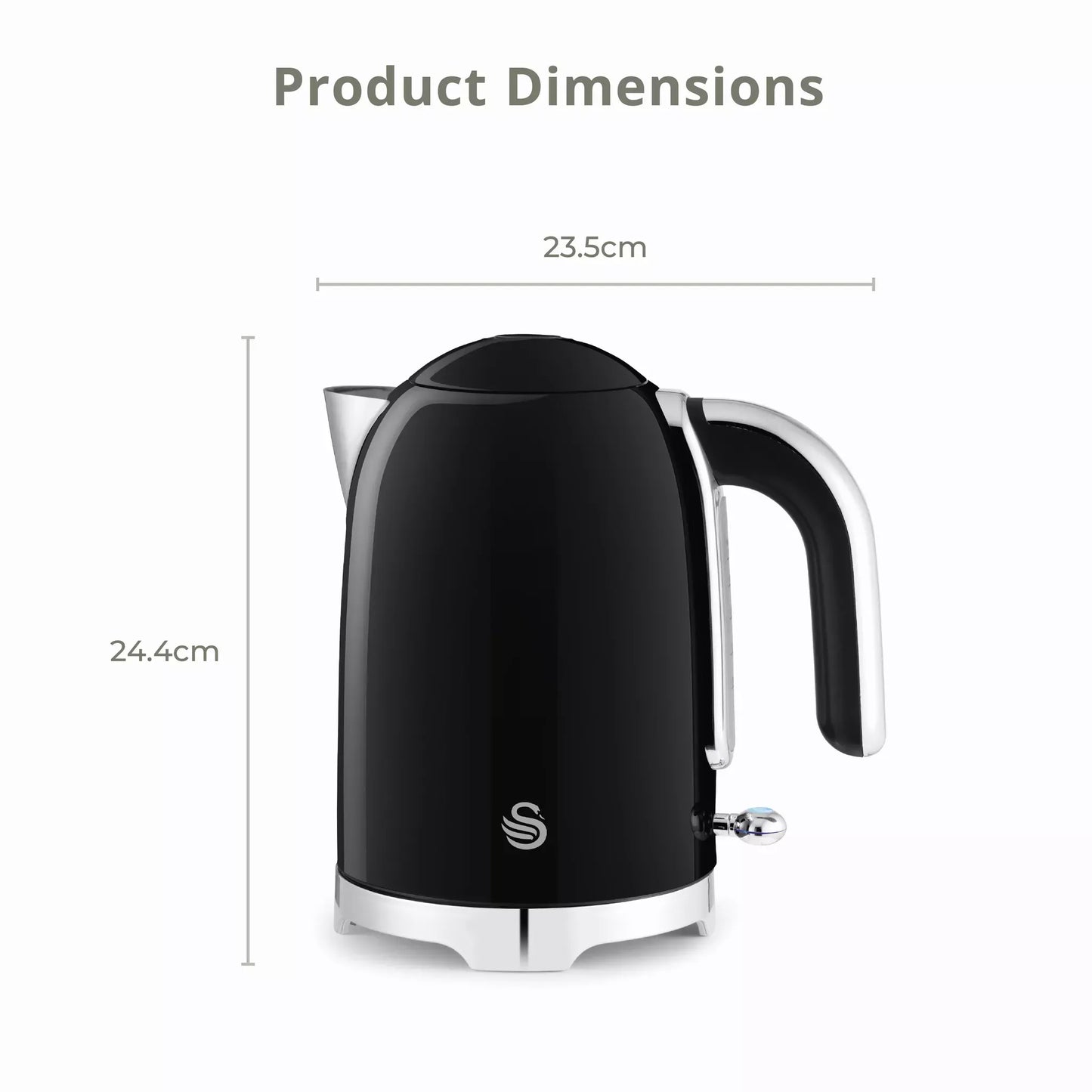 Swan Swan Solace Jug Kettle, 2 Slice Toaster, Bread Bin & Canisters Kitchen Set (Black)