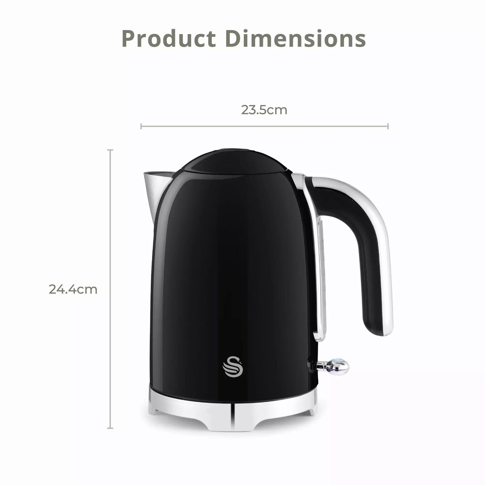 Swan Swan Solace Jug Kettle, 2 Slice Toaster, Bread Bin & Canisters Kitchen Set (Black)