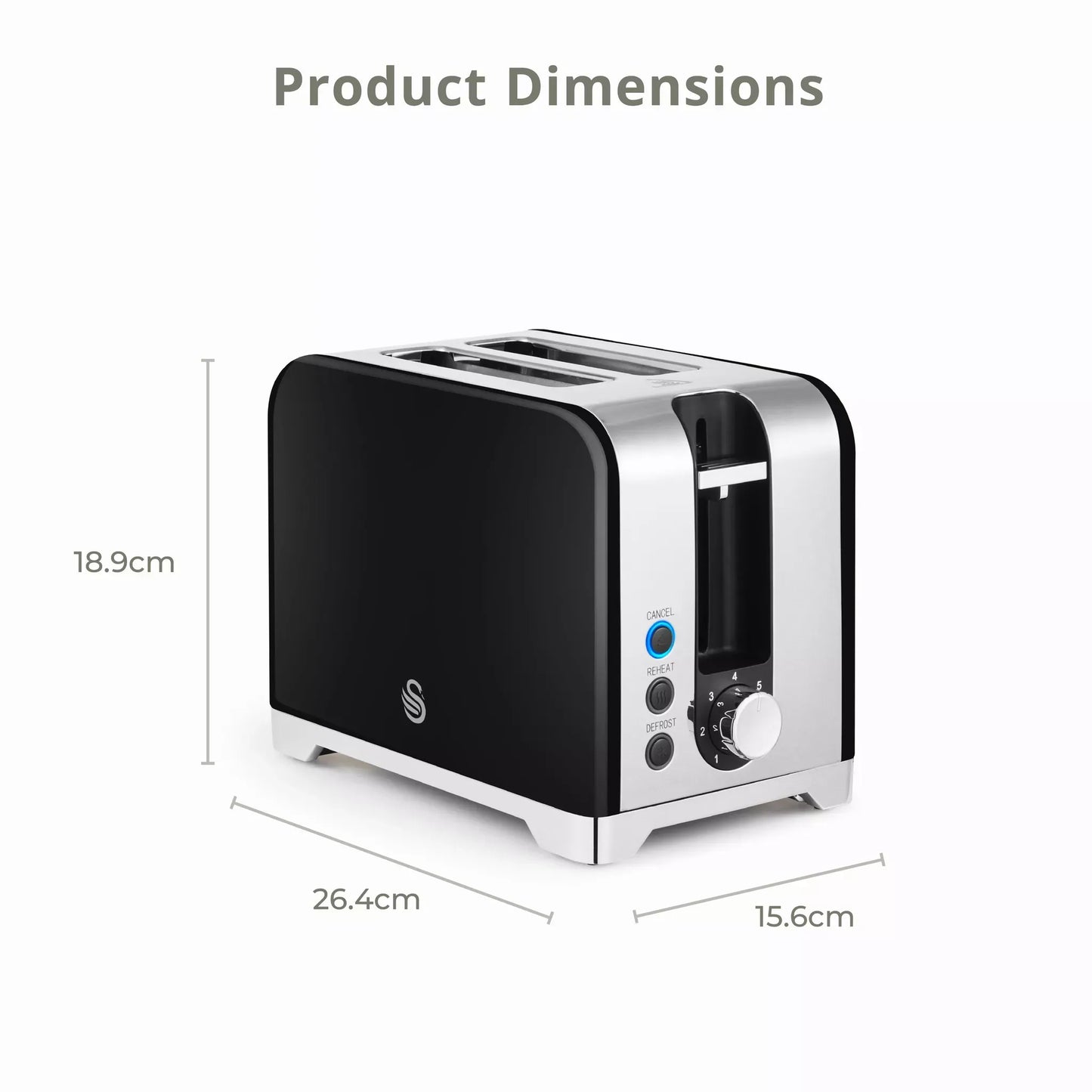 Swan Swan Solace Jug Kettle, 2 Slice Toaster, Bread Bin & Canisters Kitchen Set (Black)